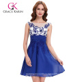 Grace Karin sin mangas azul Appliqued vestidos de baile corto de gasa GK000110-1